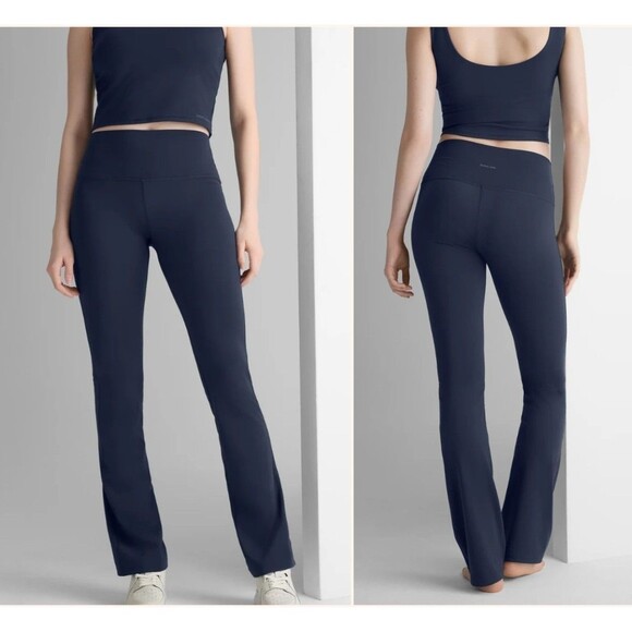 Tommy John Flare Leggings Women 6 Large Navy 360 Sport Pants Yoga Athletic - Picture 1 of 6